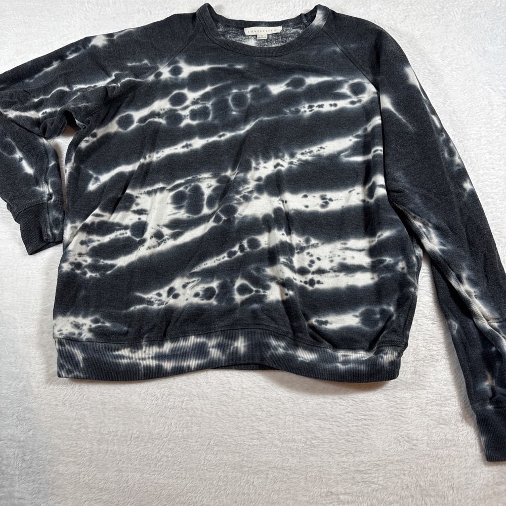 Lovestitch Tie Dye Grey Long Sleeve Crewneck Boho Los Angeles Style Small